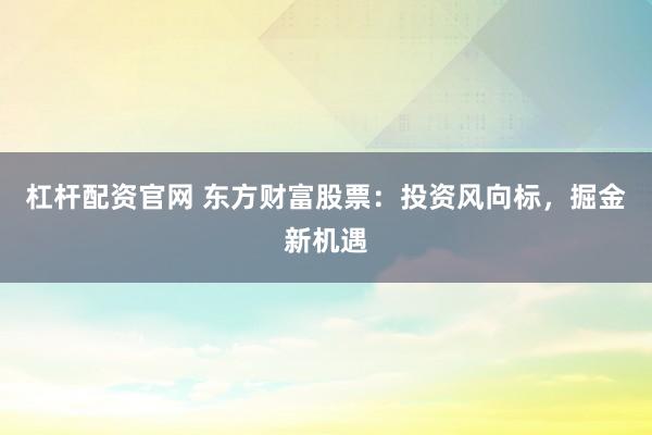 杠杆配资官网 东方财富股票：投资风向标，掘金新机遇
