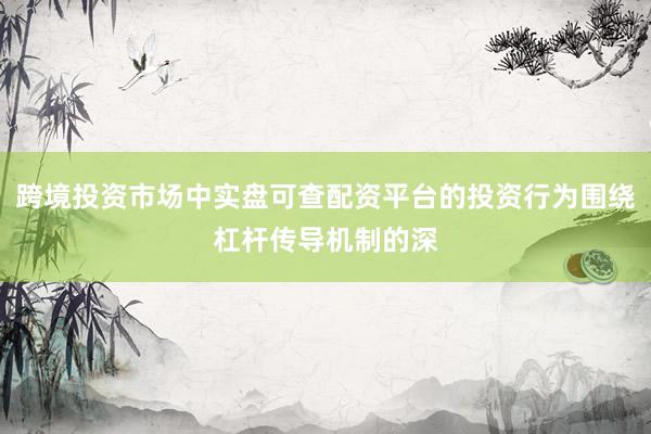 跨境投资市场中实盘可查配资平台的投资行为围绕杠杆传导机制的深