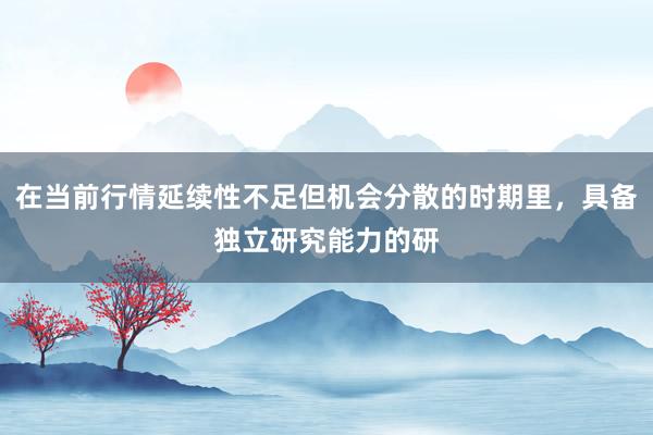 在当前行情延续性不足但机会分散的时期里，具备独立研究能力的研